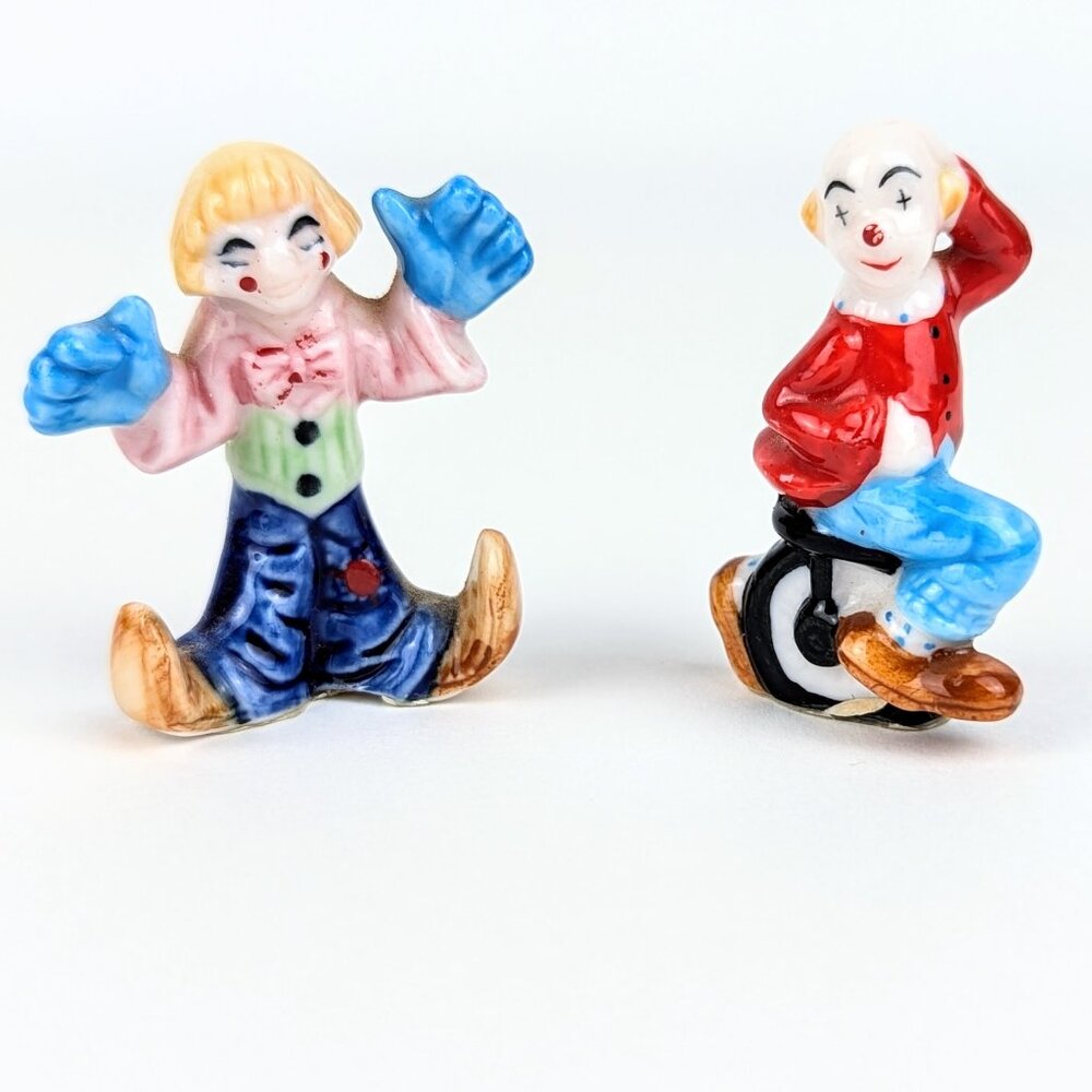Vintage Porcelain Miniature Clown Figurines - Bug House Collectibles from Japan